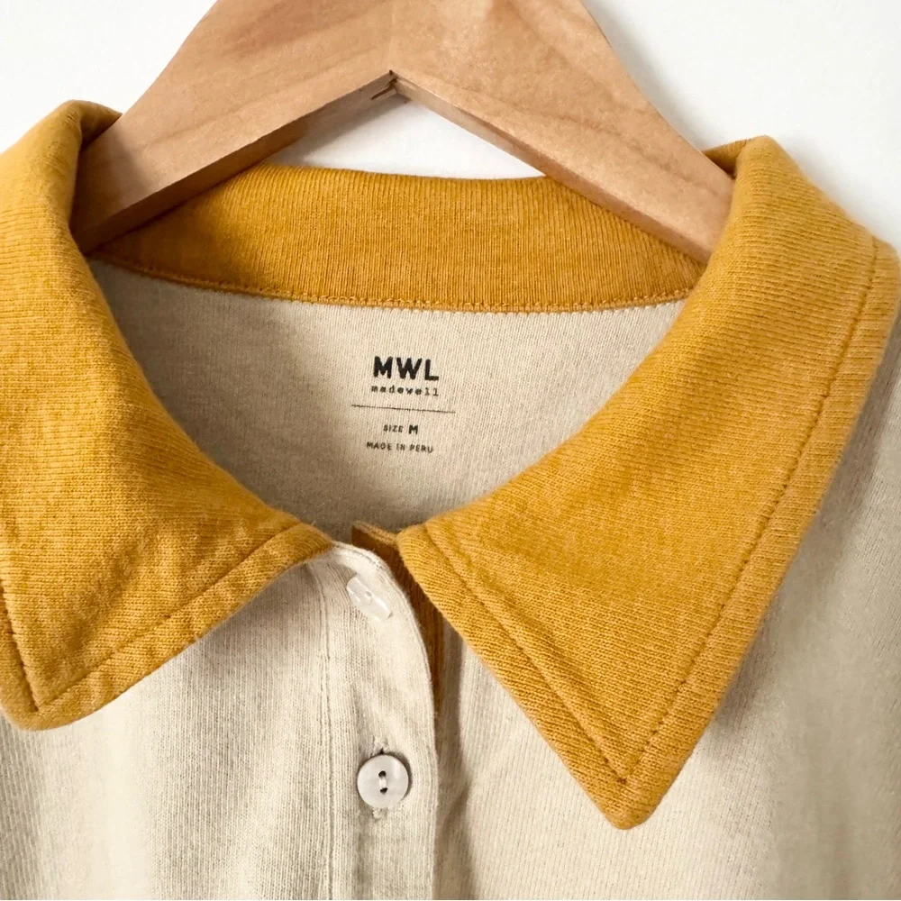 Madewell Striped Rugby Polo Shirt Amber Gold Size M - Picture 6 of 11